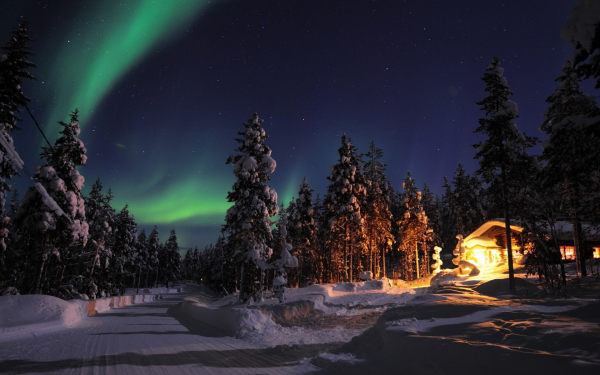 Зимняя ночь в Лапландии