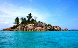 Каменный остров с пальмами
