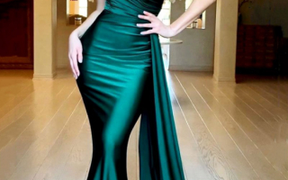 Зеленое атласное вечернее платье русалка