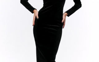 Черное бархатное платье-футляр