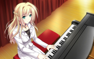 Аниме девушка за роялем