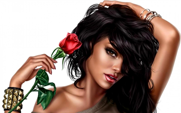 Брюнетка с розой