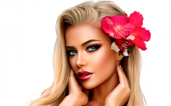 Девушка с цветком 3d