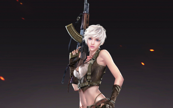 3d блондинка с автоматом