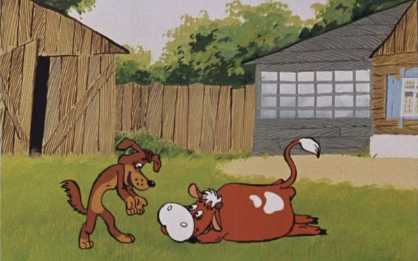 Пес Шарик и корова из Простоквашино