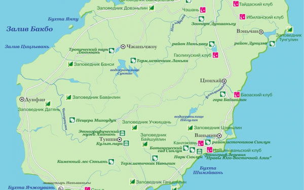 Карта острова Хайнань