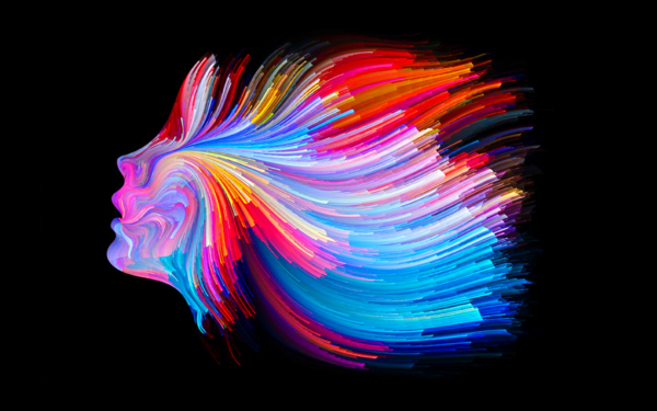 Лицо девушки абстракция черный фон