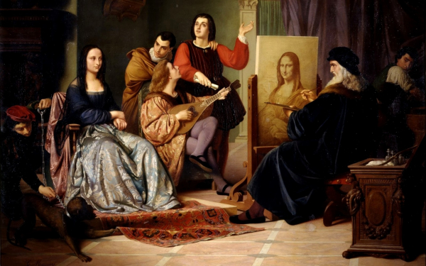 Маккари Чезаре Леонардо рисует Мону Лизу