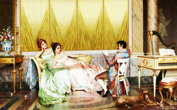 Чтение стихов - картина Витторио Реджианини