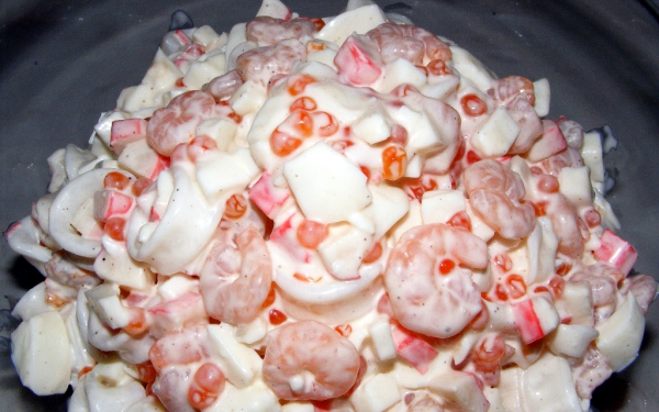 Салат  с  креветками