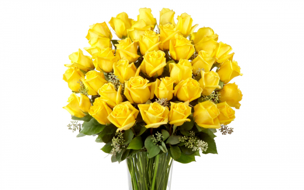 Красивые желтые розы в букете