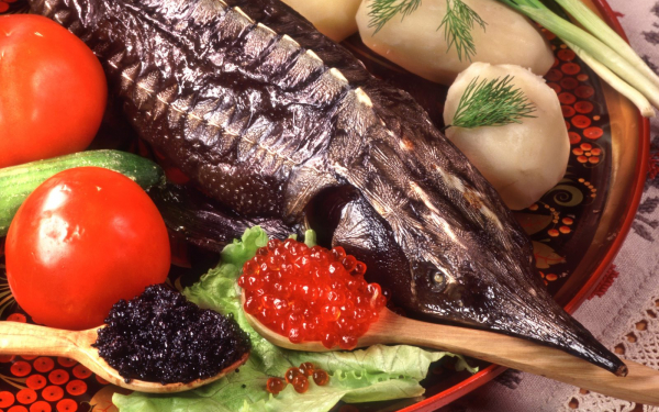 Осетрина с овощами