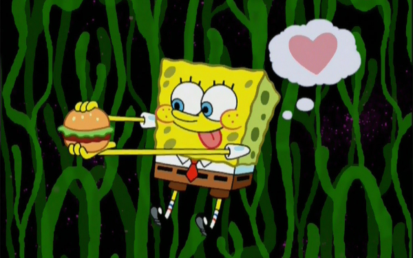 Губка Боб кушает крабсбургер