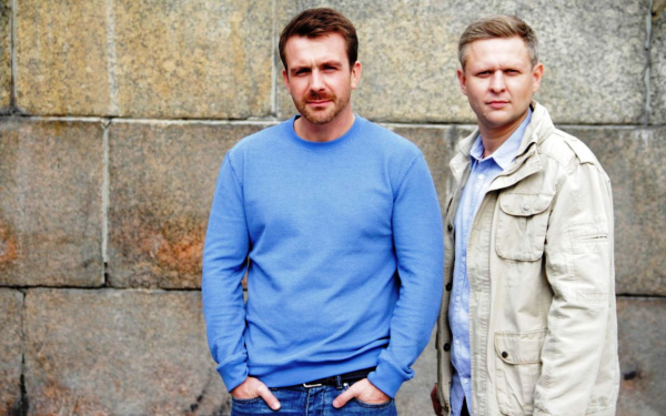 Антон Васильев и Андрей Гульнев на съеемках сериала Невский