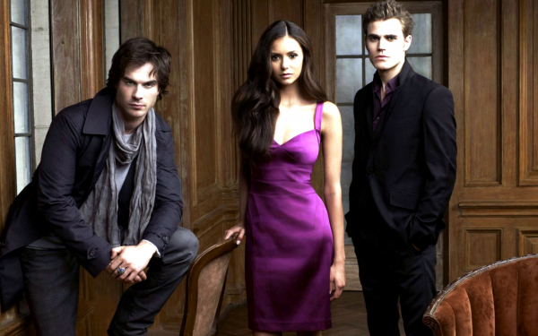Иэн Сомерхолдер, Нина Добрев и Пол Уэсли в сериале «Дневники вампира»