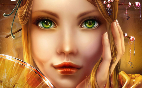 Девушка  зеленоглазая