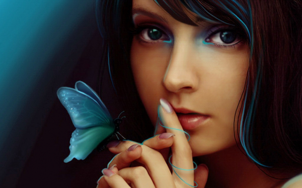 Девушка  с  бабочкой