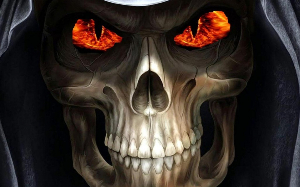 Скелетон с горящими глазами