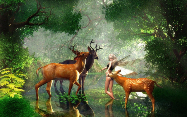 Фея и олени