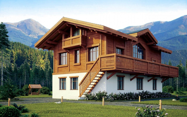 Шале с балконом и мансардой