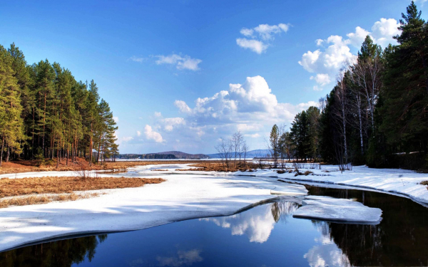 Март на таежной речке