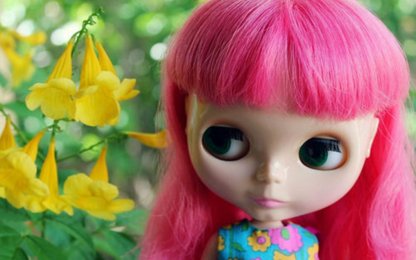 Кукла с розовыми волосами