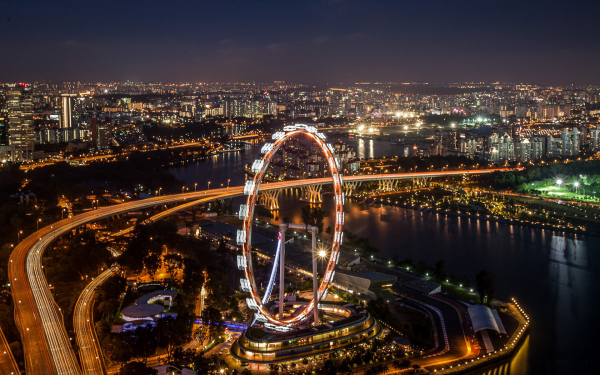 Огни ночного Сингапура