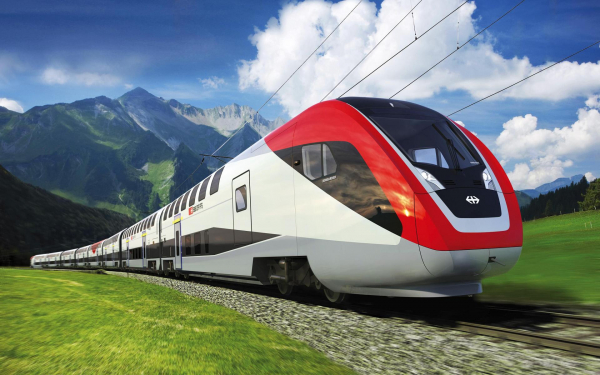 Поезд с двухэтажными вагонами