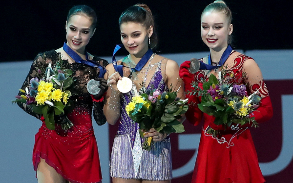 Алина Загитова, Софья Самодурова и Вивека Линдфорс