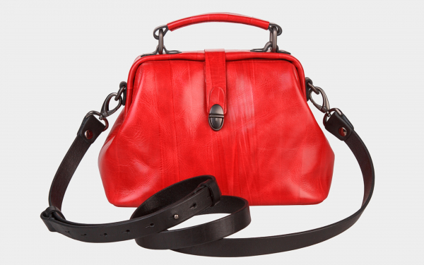 Сумка женская кожаная красная