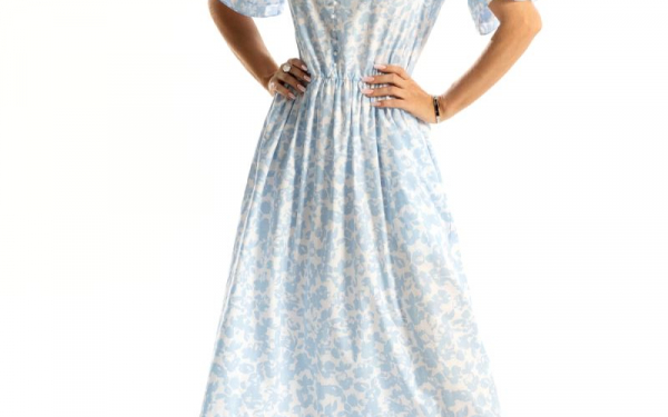 Летнее платье миди с воланом