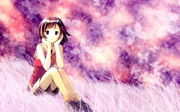 Аниме девушка в поле