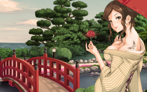 Аниме девушка с зонтиком