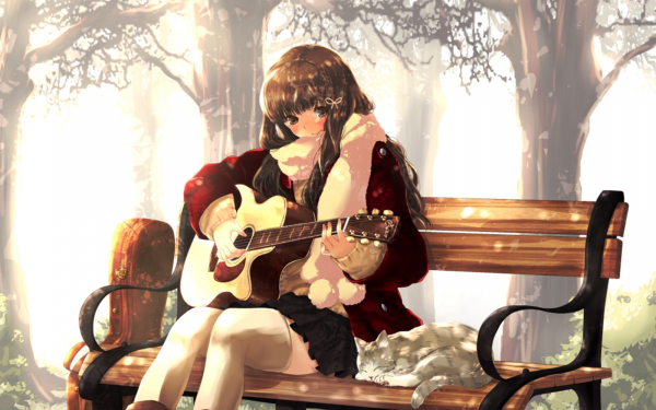 Аниме девушка с гитарой