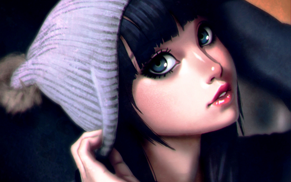 Аниме девушка в  шапочке