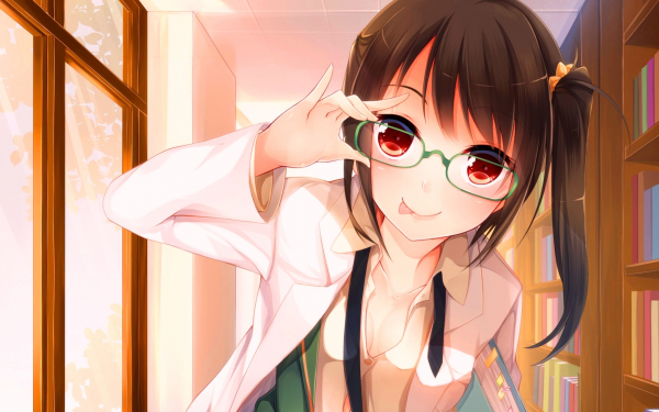 Аниме девушка в очках