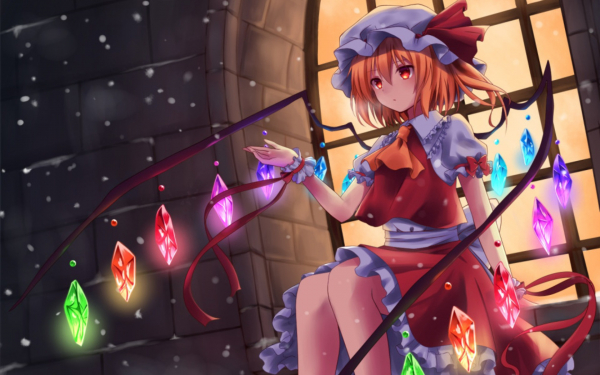 Аниме девочка и снежинки