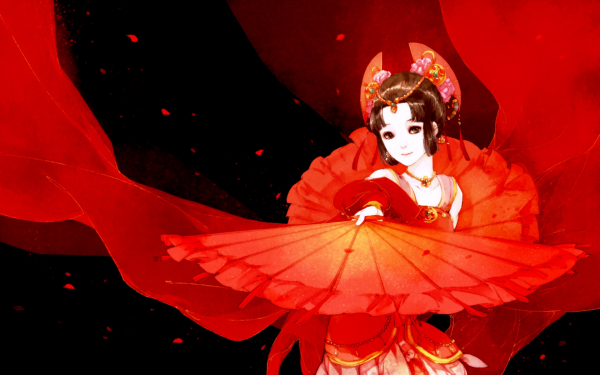 Аниме девушка в красном