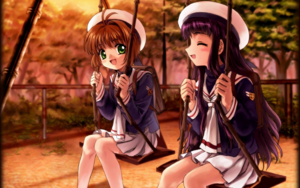 Аниме девушки на качелях
