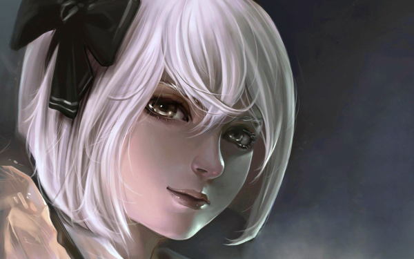 Аниме блондинка с черным бантом