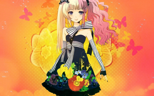 Аниме девушка в красивом платье