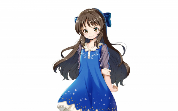 Аниме девушка в синем платье