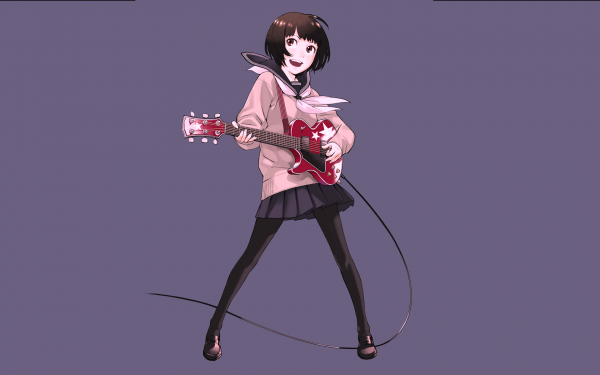Аниме девушка играет на гитаре