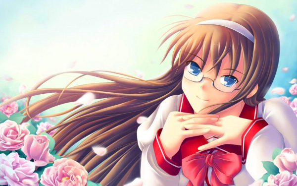 Аниме девушка и розы
