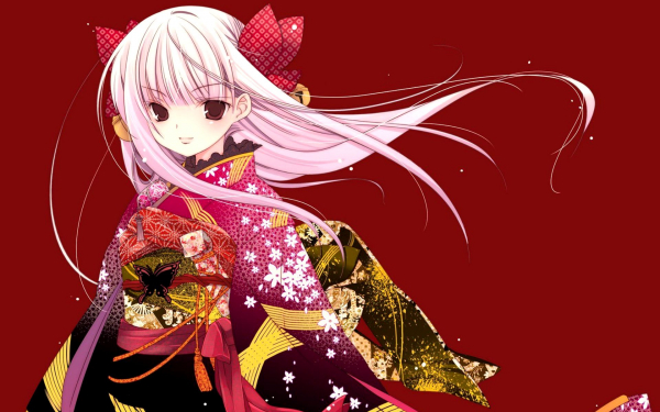 Девушка в кимоно аниме