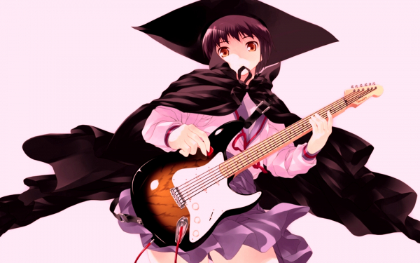 Аниме девушка с электрогитарой