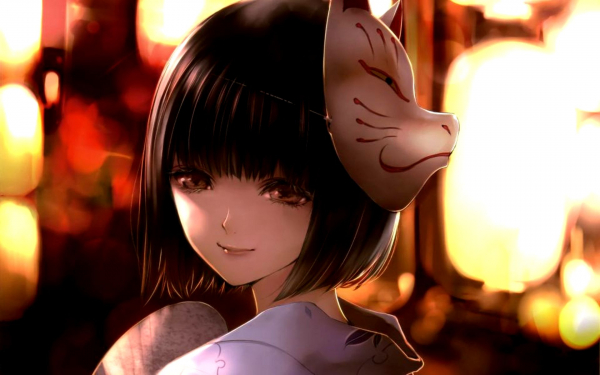 Аниме девушка с маской