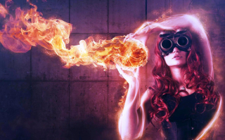 3D девушка с огнем