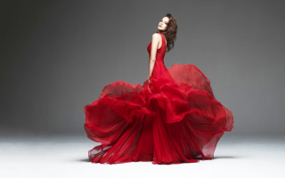 Девушка в красивом красном платье