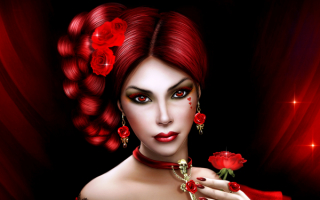Девушка с розами 3D